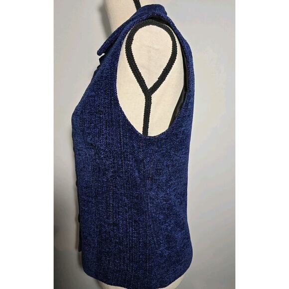 Lynn Yarrington Vest Womens S Blue/Purple Chenille Button Front Hand Woven Lined - Picture 4 of 8